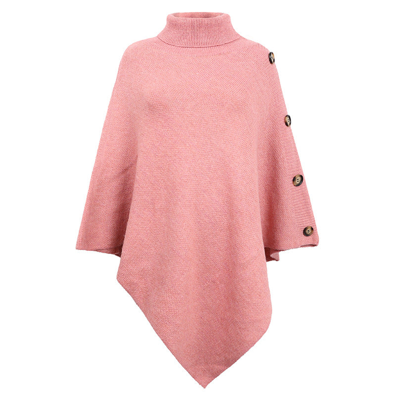 Casual High Neck Knitted Cloak Coats for Women