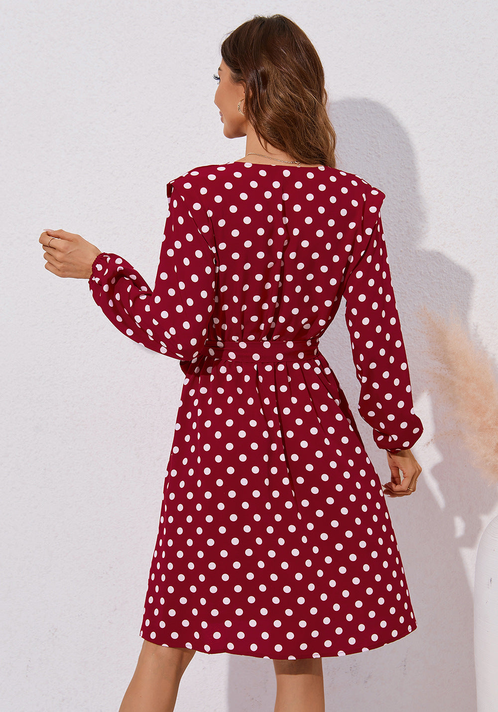 Casual Polka Dot Long Sleeves Short Dresses for Women