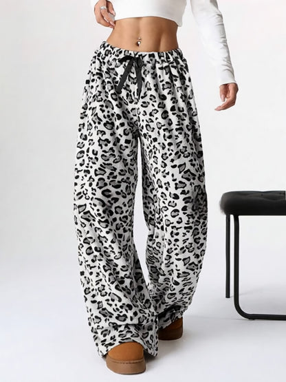 Casual Leopard Leopard Women Wide-leg Pants