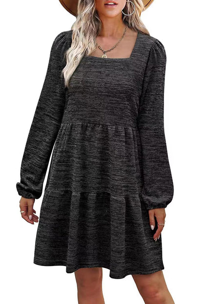 Fashion Square Neckline Fall Mini Dresses