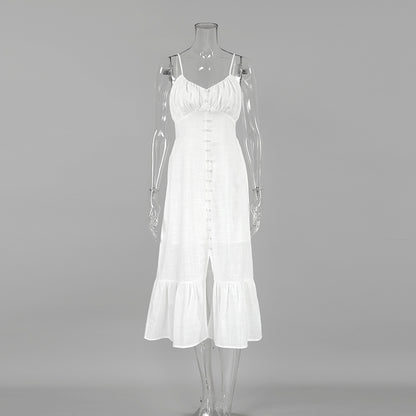 Summer Cotton Spaghetti Straps White Mini Dresses