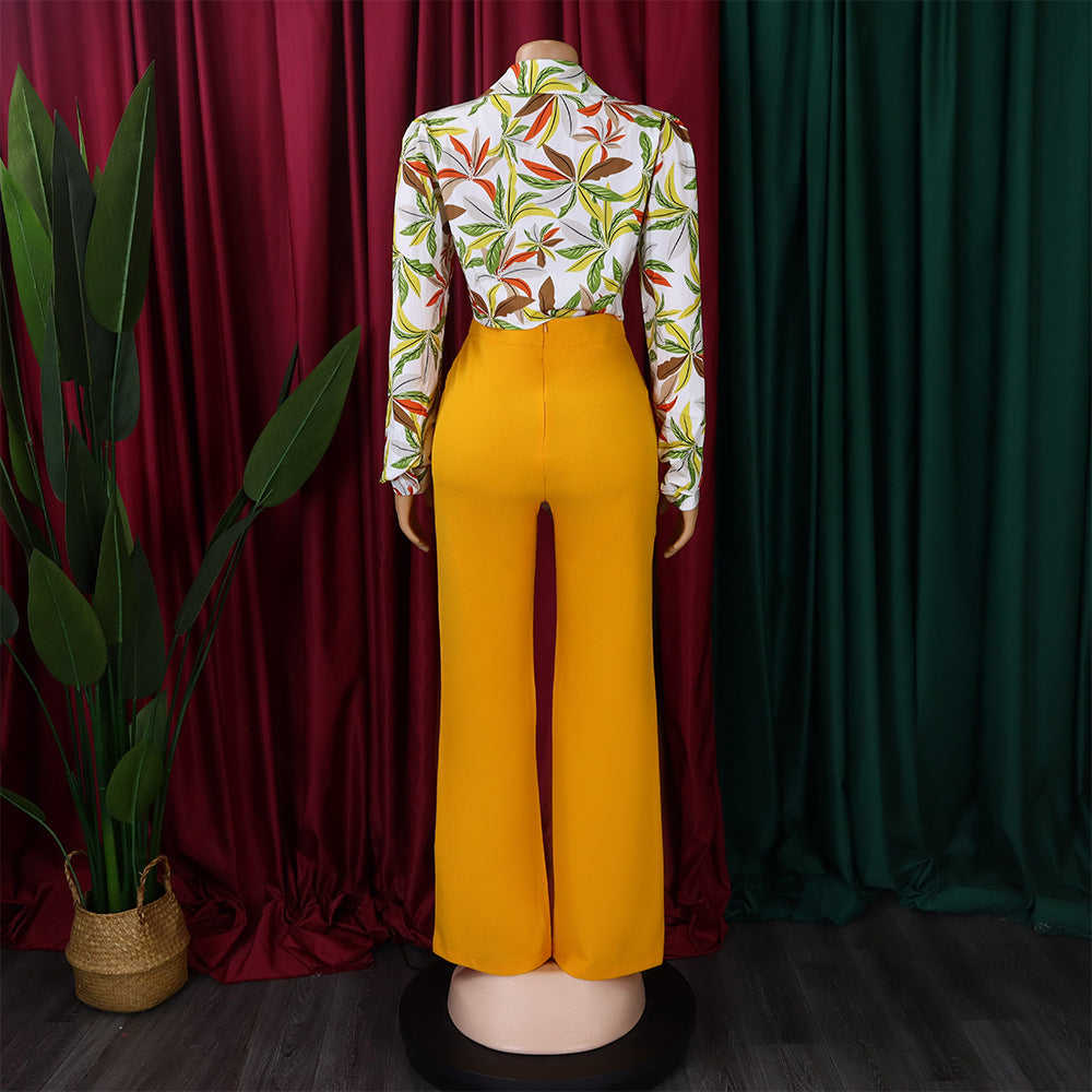 Fashion Long Sleeves Shirts & Wide Legs Pants