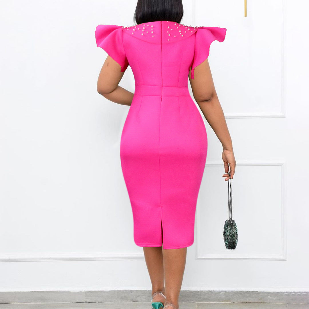 Summer Ruffled Sleeves Women Sheath Dresses