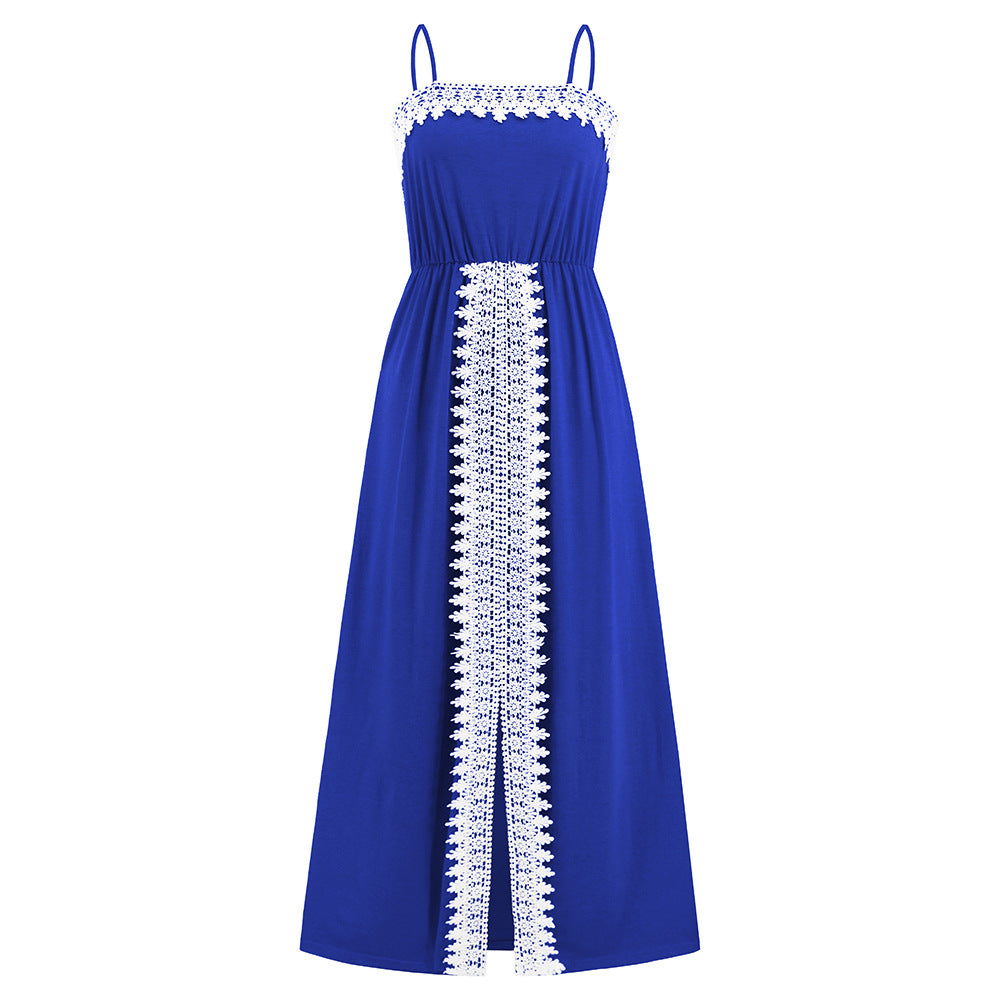 Elegant Lace Trim Summer Long Dresses