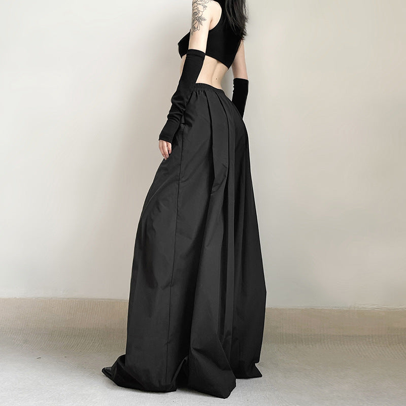 Casual High Waist Summer Black Wide Legs Pants