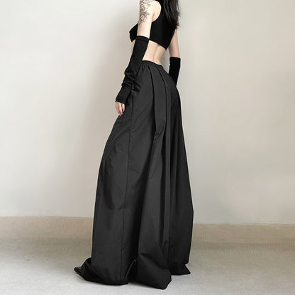 Casual High Waist Summer Black Wide Legs Pants
