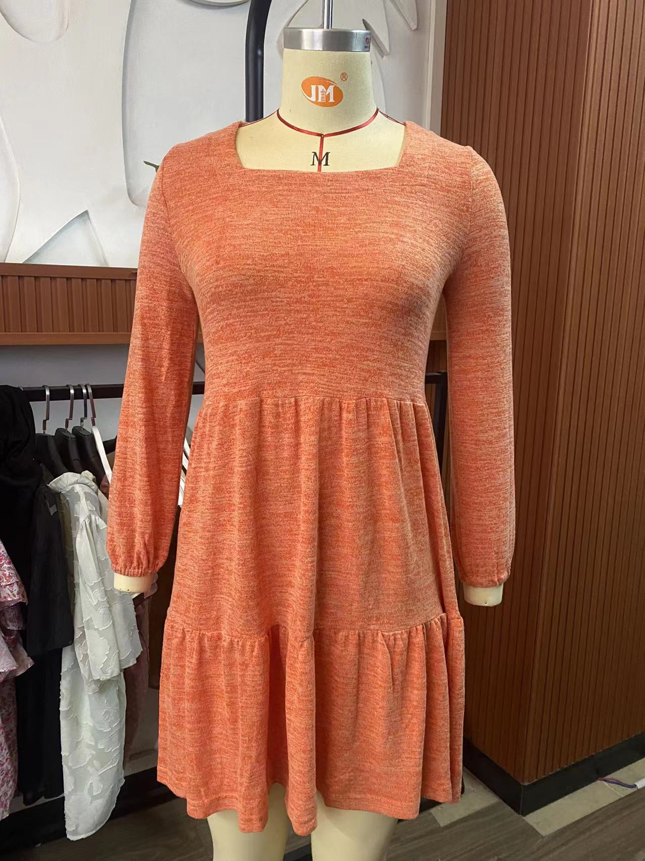 Fashion Square Neckline Fall Mini Dresses