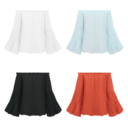 Sexy Off The Shoulder Trumpet Sleeves T Shirts