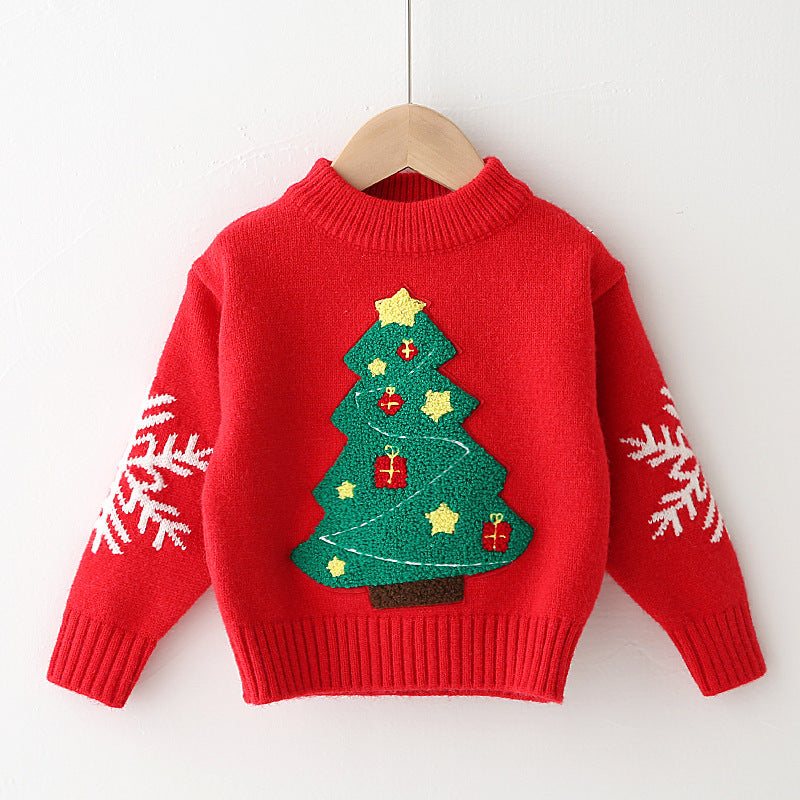 Christmas Tree Design Pullover Sweaters for Kids