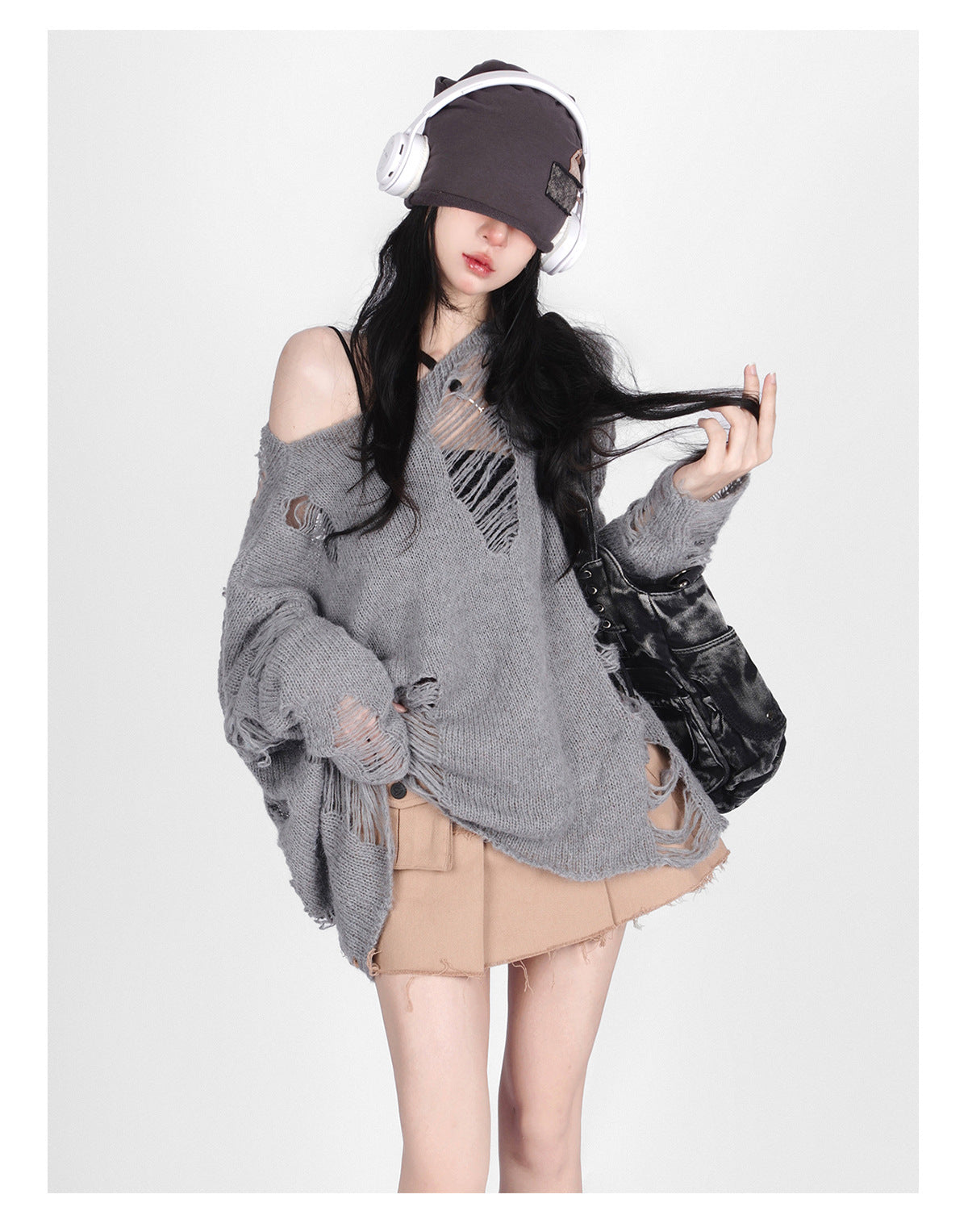 Casual Broken Holes Long Sleeves Knitted Sweaters