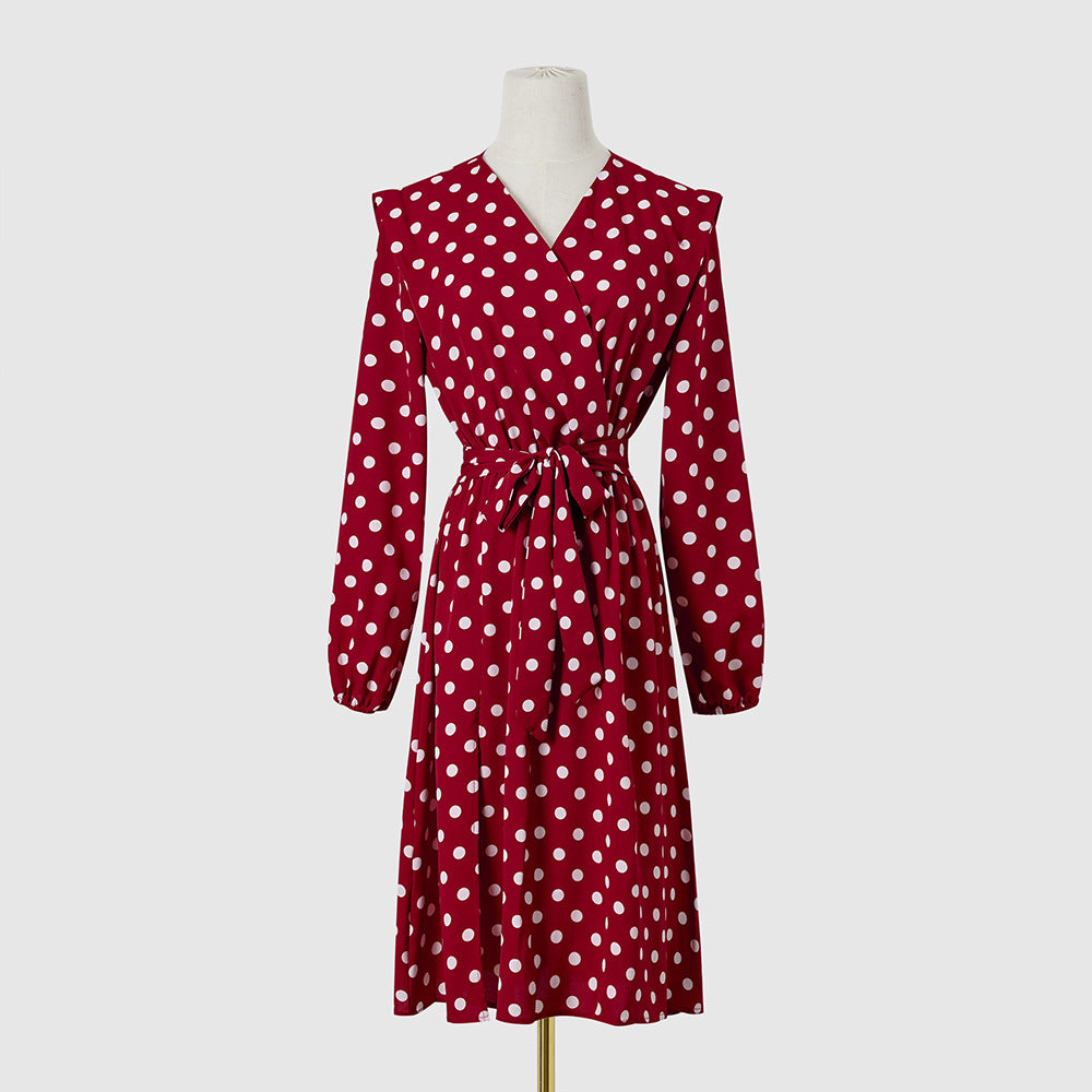 Casual Polka Dot Long Sleeves Short Dresses for Women
