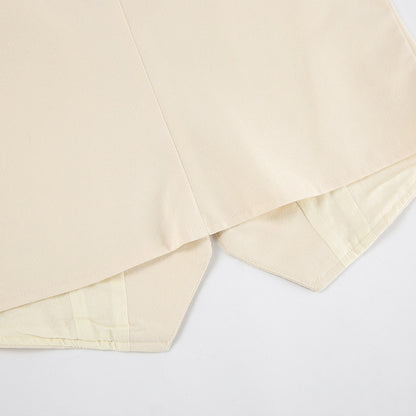 Ivory Cotton Linen Sleeveless Vest and Shorts Suits