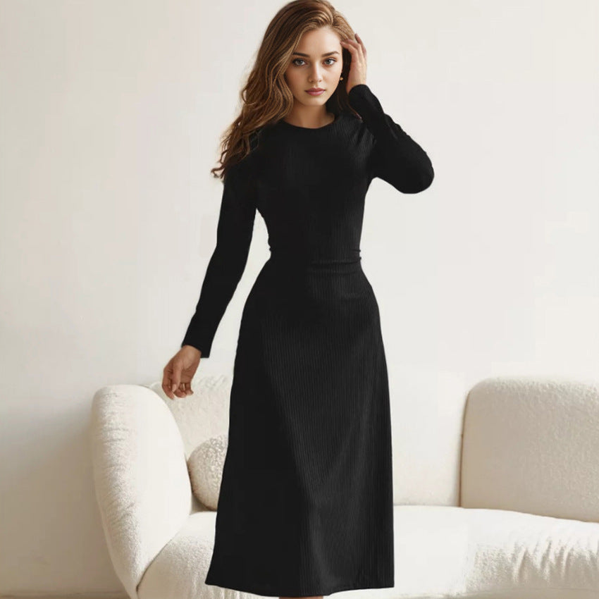 Fashion Round Neck Long Sleeves Dresses