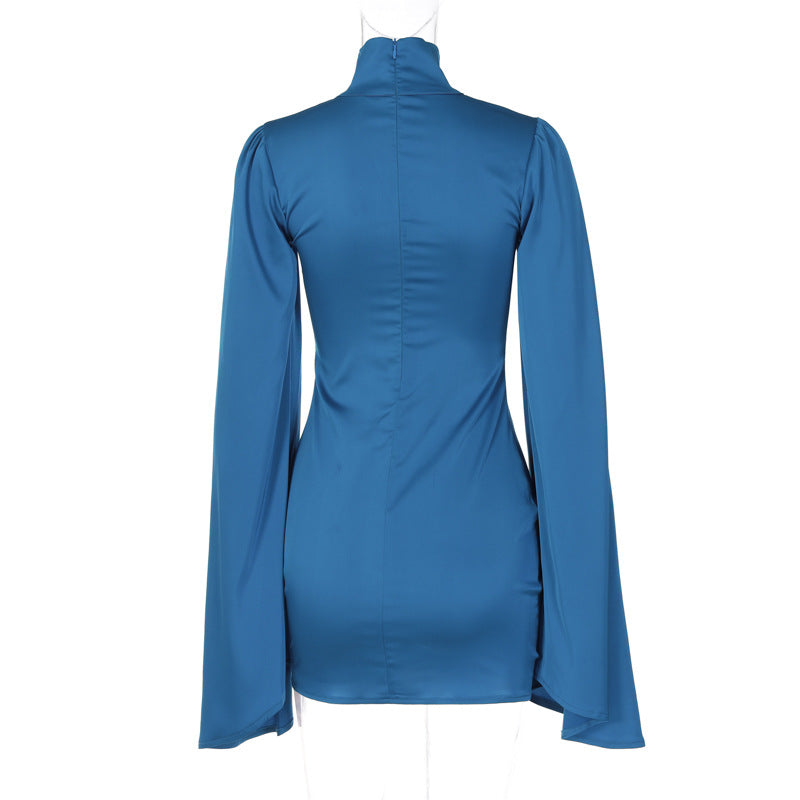 Sexy High Neck Bodycon Long Sleeves Short Dresses