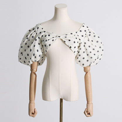 Designed Puff Sleeves Short Tops and Split Skirts Suits