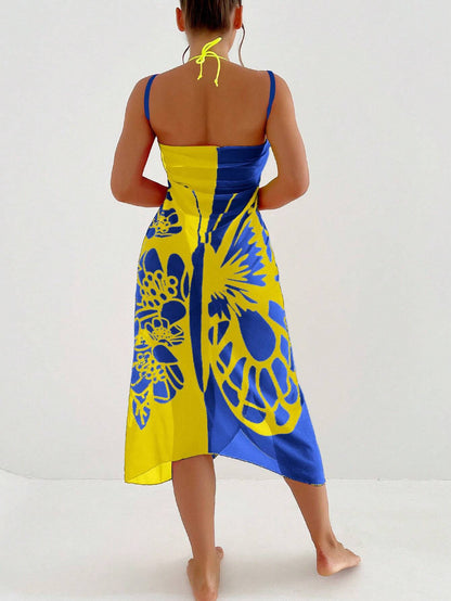 Summer Butterfly Print Beach Cover Ups