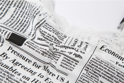 Sexy Newspaper Print Summer Sheath Mini Dresses