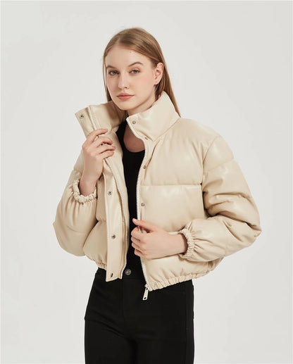 Casual Winter Pu Cotton Jackts for Women