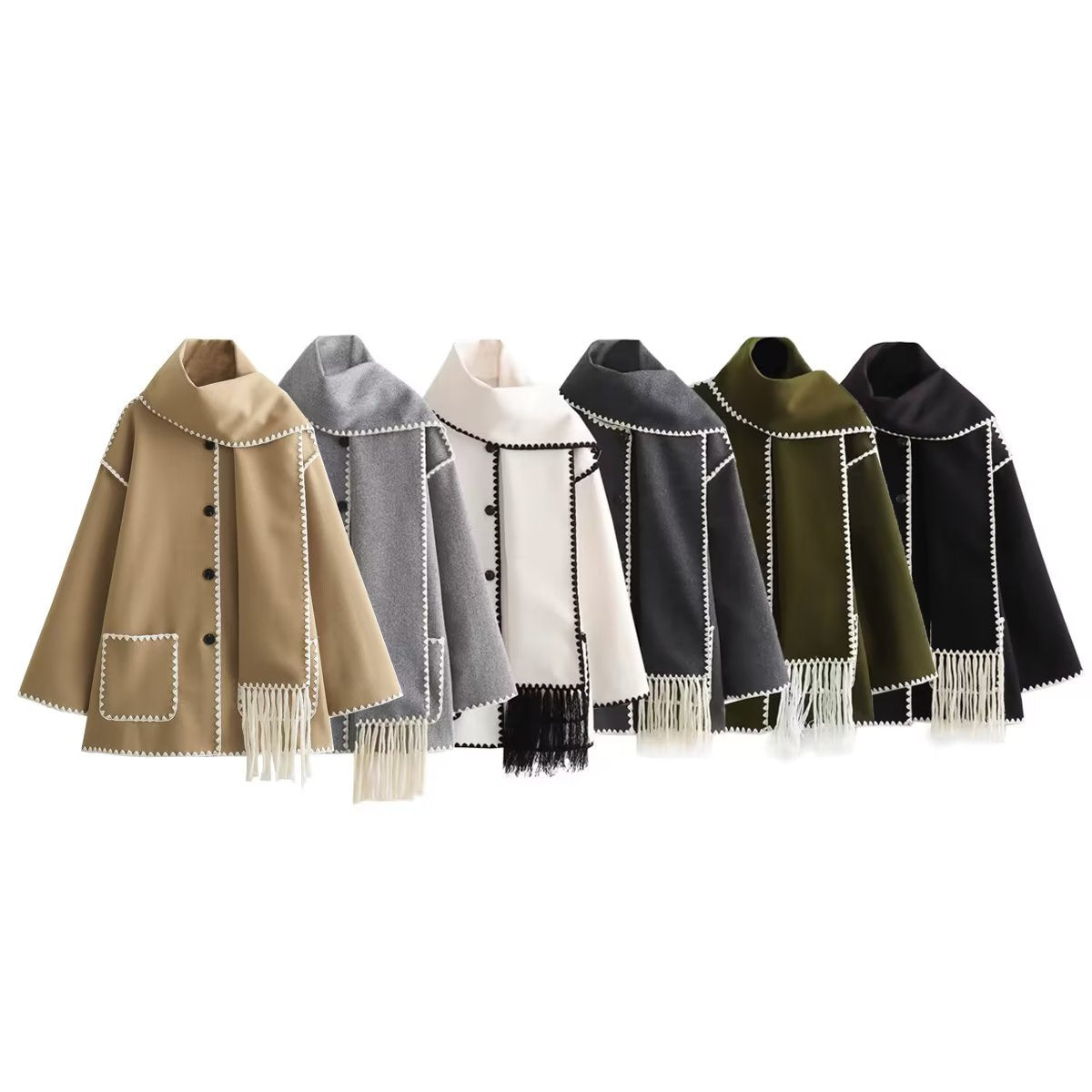Fashion Women Nylon Coats with Scarves