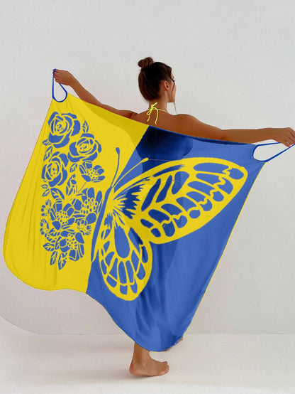 Summer Butterfly Print Beach Cover Ups