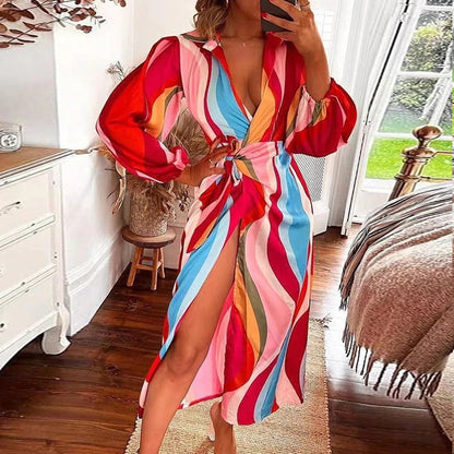 Fashion Floral Print Midi Length Dresses