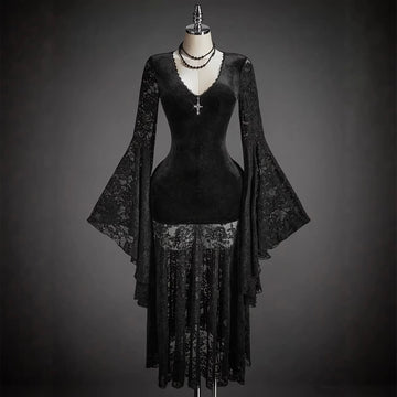 Dark Elegance Lace Velvet Dress