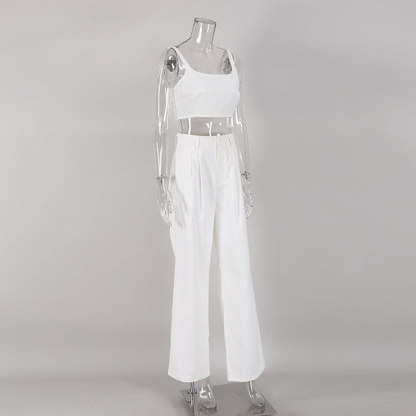 Summer Linen Crop Tops and Wide Legs Pants for Women