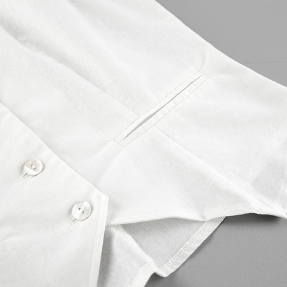 Designed Linen Cotton Summer Sleeveless Tops and Shorts Sets