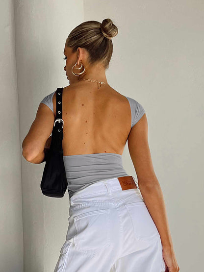 Sexy Backless Soft Summer Women Tight T Shirts