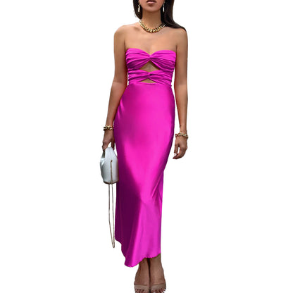 Sexy Satin Strapless Summer Women Party Dresses