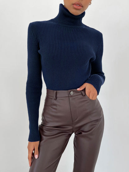 Sexy High Neck Knitted Sheath Sweaters