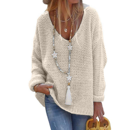 Casual V Neck Knitted Women Sweaters