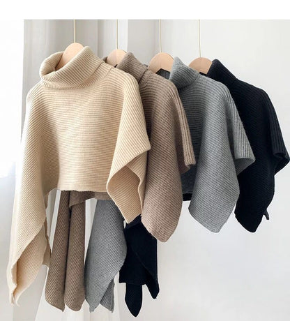 Fashion High Neck Knitted Cloak Scarves