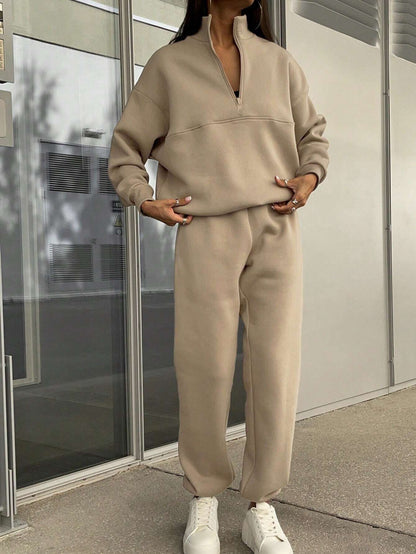 Fashion Zipper Women Two Pieces Sports Suits