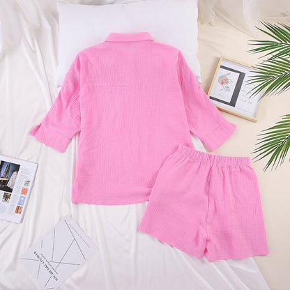 Fashion 100% Cotton Shirts & Shorts Two Pieces Sets