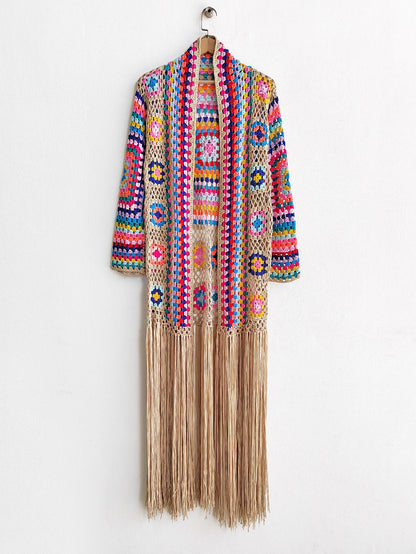 Colorful Crochet Irregular Tassels Coats for Women