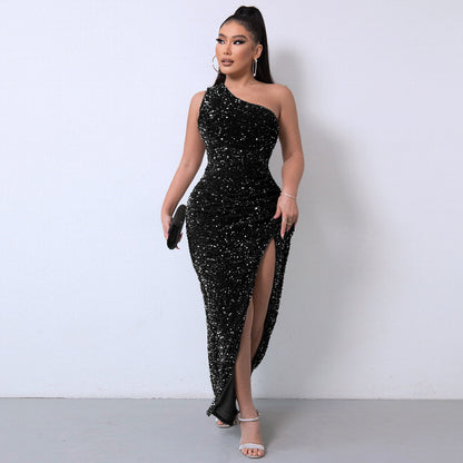 Sexy Fashion One Shoulder Sleeves Party Dresses