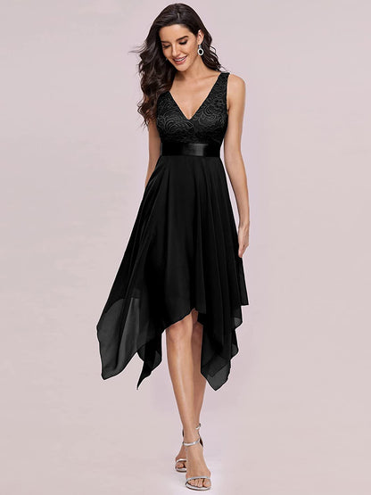 Fashion Sleeveless Chiffon Irregular Cocktail Lace Dresses