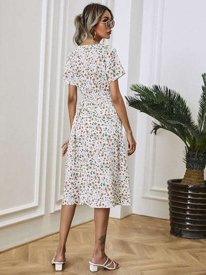 Summer Floral Print Short Sleeves Summer Daily Dresses