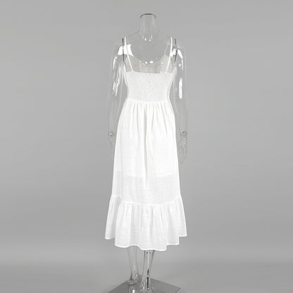 Summer Cotton Spaghetti Straps White Mini Dresses