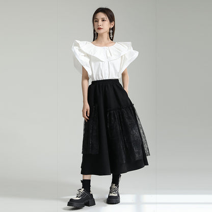 Designed Ruffled Short Sleeves Shirts