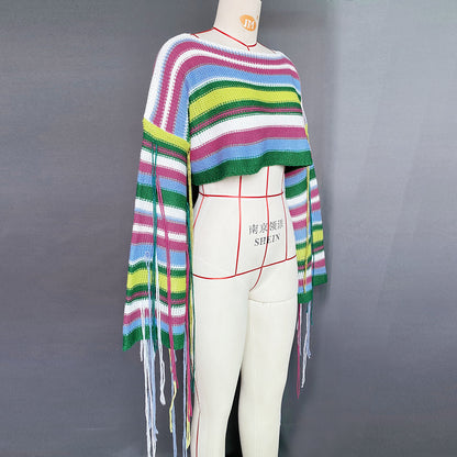Casual Rainbow Tassels Loose Sweaters