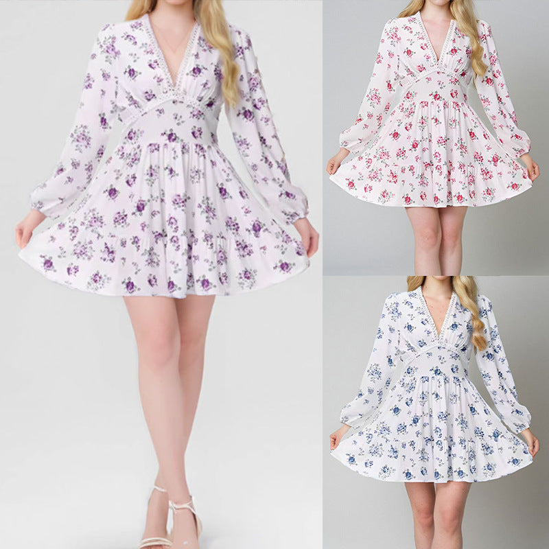 Elegant Sweet Summer Short Long Sleeves Short Dresses