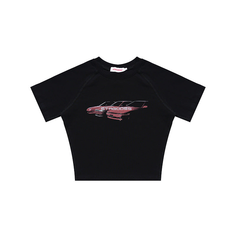 Sexy Car Design Midriff Baring Summer T Shirts