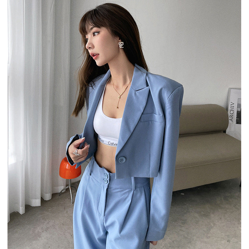 Fashion Short Blazers & High Waist Pants Suits
