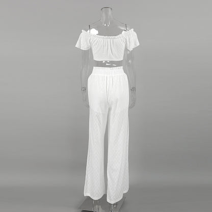 Sexy Designed Ruffled White Two Pieces Sets for Women