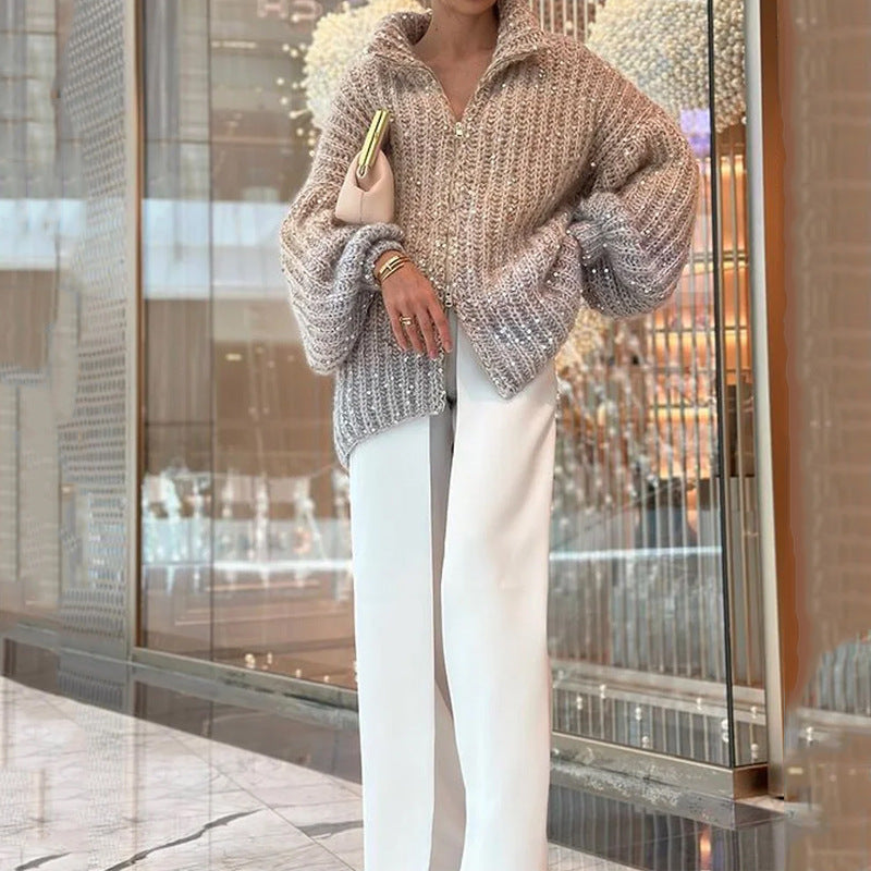Fashion Sequined V Neck Sweaters for Women