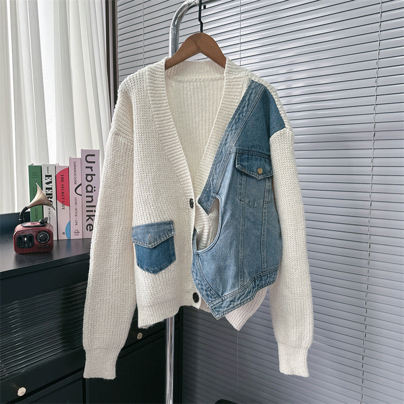 Designed Casual V Neck Knitted Cardigan Sweaters