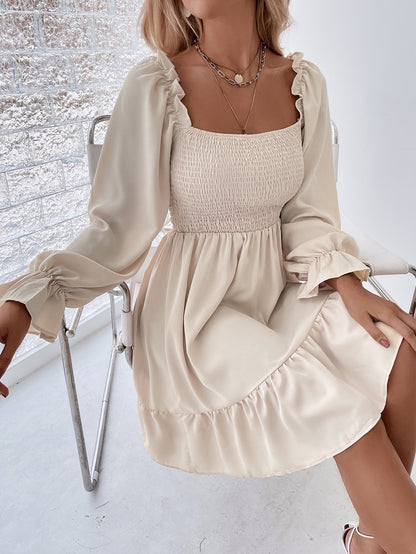 Casual Square Neckline High Waist Women Dresses