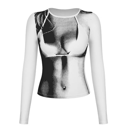 Fashion Midriff Baring Long Sleeves Tight T Shirts